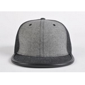 high profile Flat Bill Snap Back 6 Panels Cap W/Leather Visor Piping